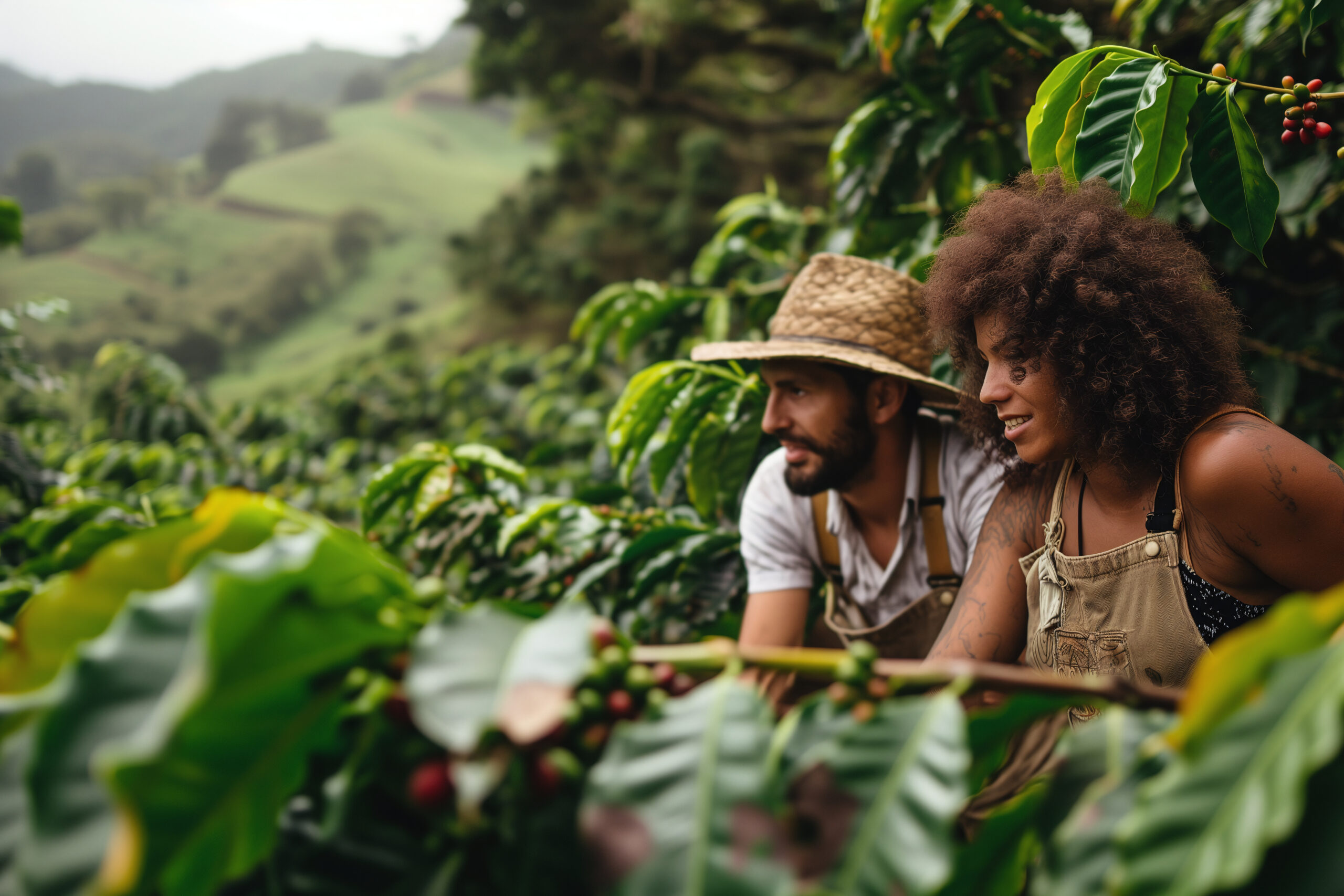 A young Afro-Colombian girl getting to know the coffee plantations in Colombia.