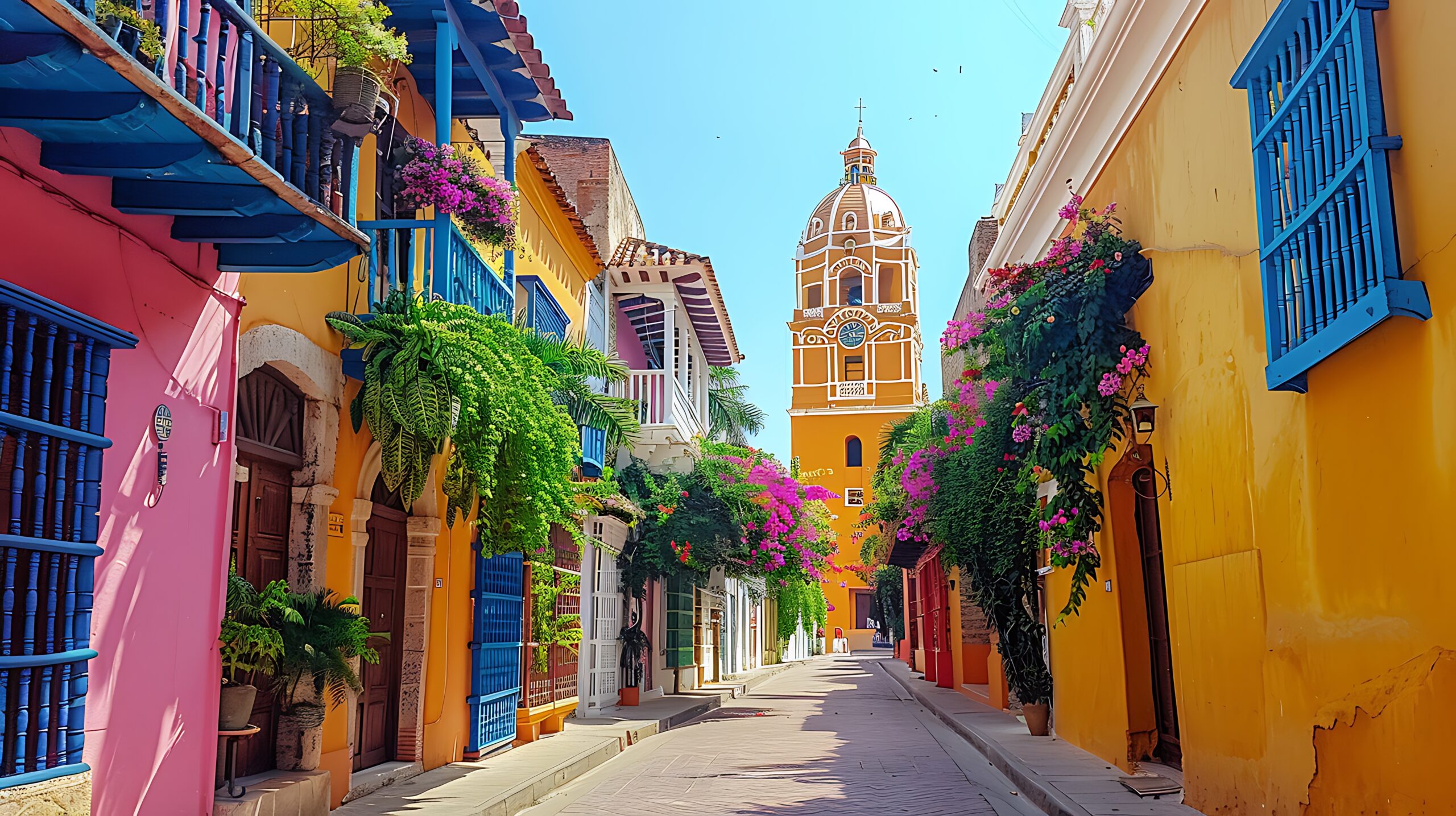 Walking through the streets of Cartagena, Colombia, immerses you in a vibrant mix of colonial architecture, colorful houses, and lively plazas. The historic walled city, with its rich cultural