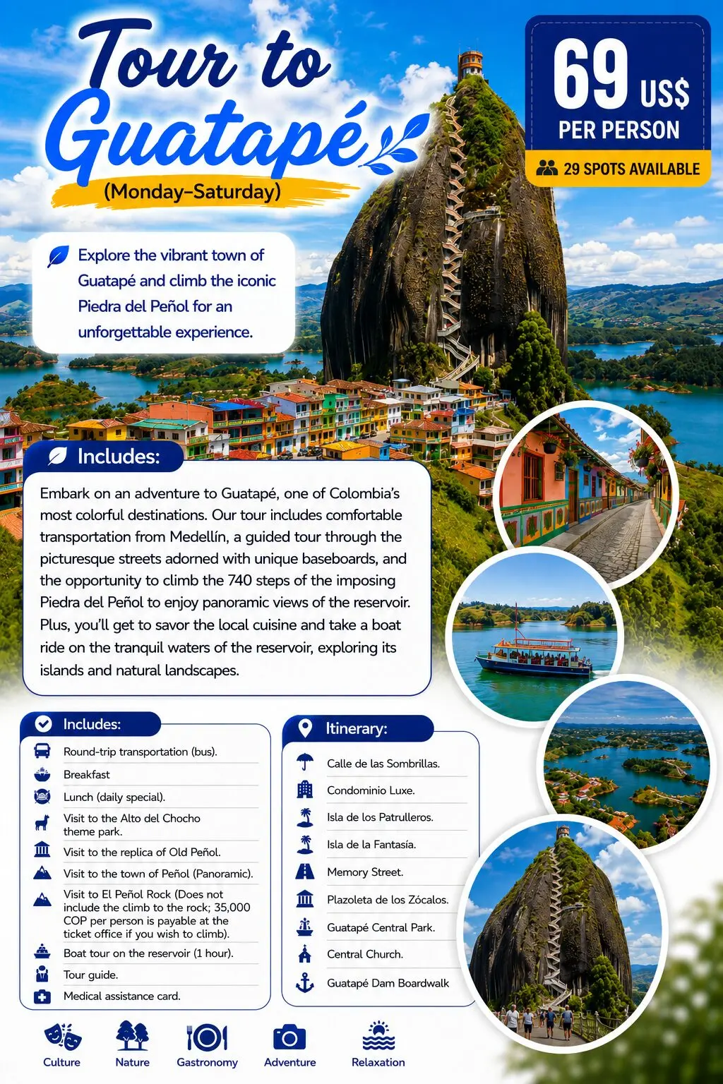 Tour to Guatapé (Monday–Saturday)